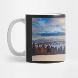 Distant Tatry mountains winter panorama Mug